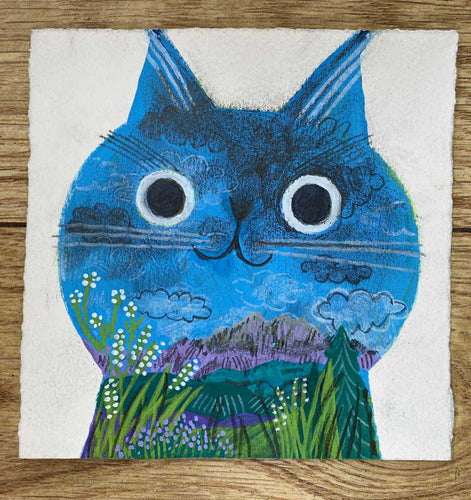 'Heath - the moorland cat' original hand painted illustration