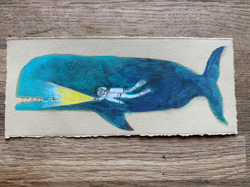 'Hercules - the whale who loves the dark' original hand painted illustration