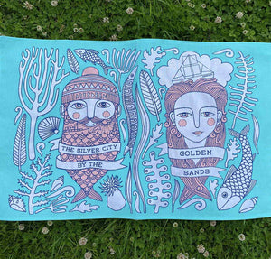 Fishman & Fishlady Aberdeen cotton tea-towel