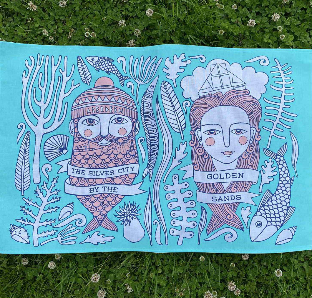 Fishman & Fishlady Aberdeen cotton tea-towel
