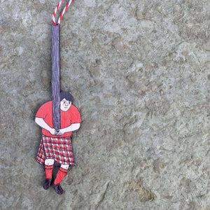 Scottish Caber mannie wooden decoration