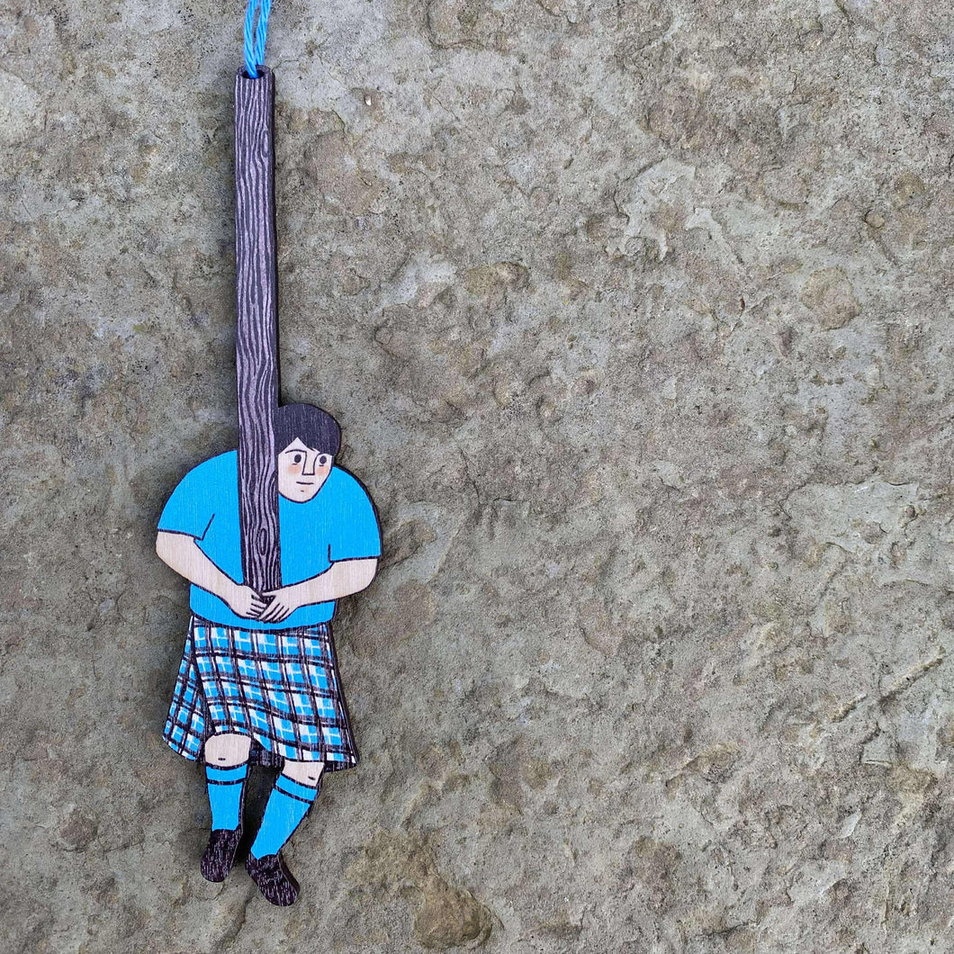 Scottish Caber mannie wooden decoration