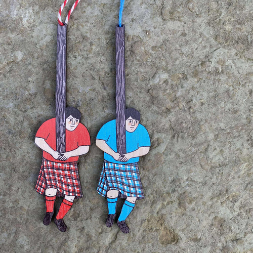 Scottish Caber mannie wooden decoration