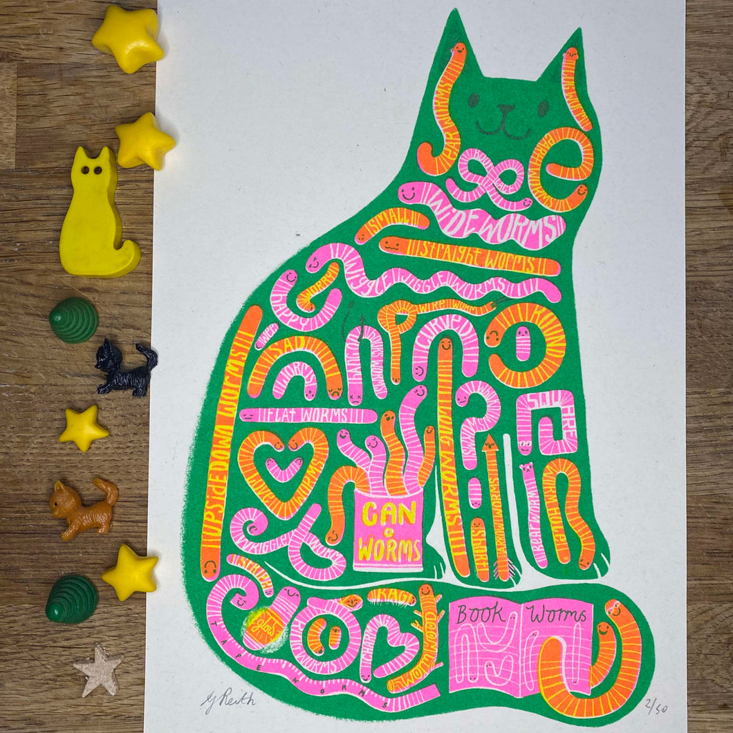 Charming Cat riso print