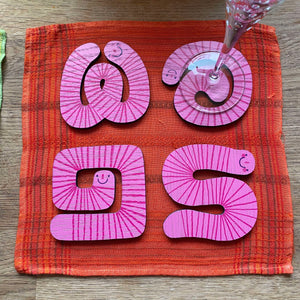 Worms wooden coasters