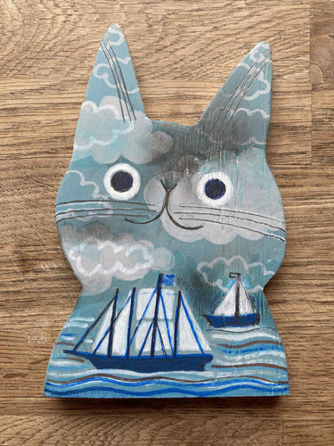 'Sandi - the sailing cat' original hand painted illustration