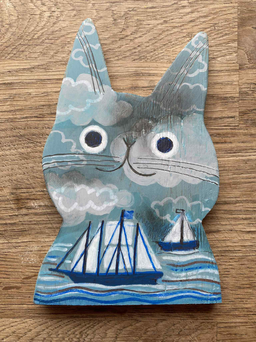'Sandi - the sailing cat' original hand painted illustration