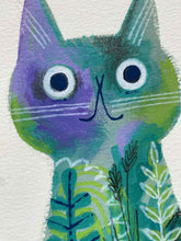 'Teasel - the wild cat' original hand painted illustration