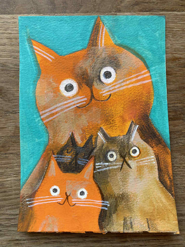 'Francis - the family cat' original hand painted illustration