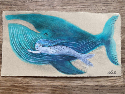 'Selkie - the mythological whale' original hand painted illustration