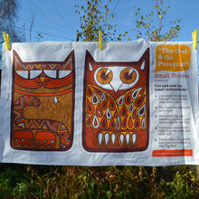 SALE - Owl and Pussycat cut & sew cotton tea-towel