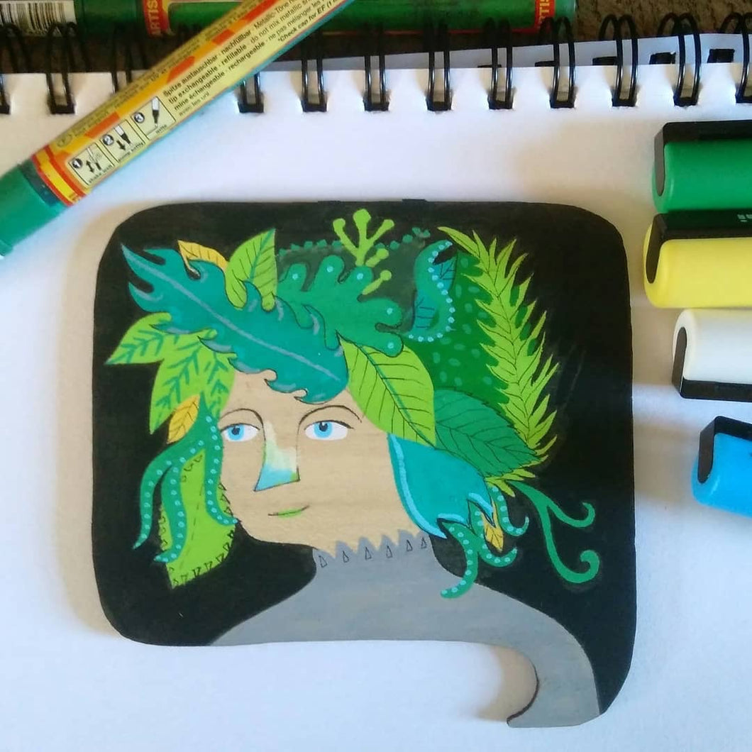 'Fern' original hand painted illustration on wood