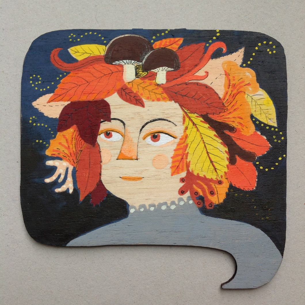 'Autumn' original hand painted illustration on wood