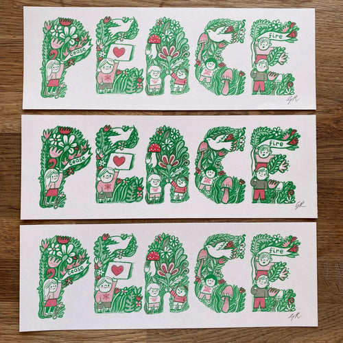 Peace riso print - charity fundraiser