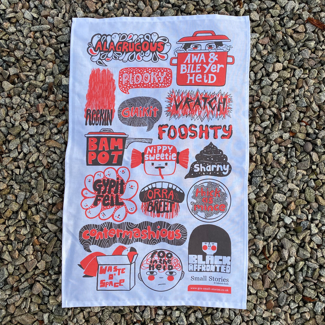 Doric insults tea towel