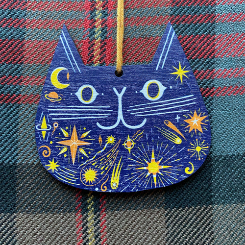 Ziggy Star Cat wooden decoration