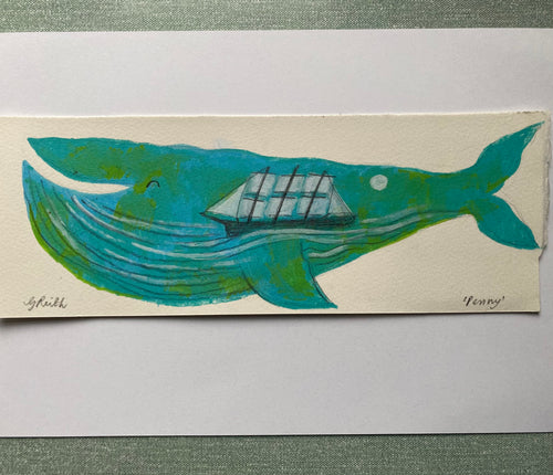 'Penny - the singing whale' original hand painted illustration