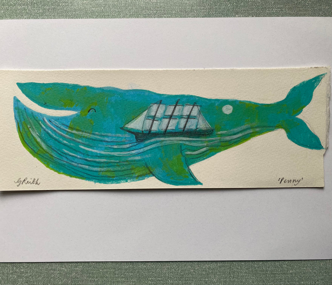 'Penny - the singing whale' original hand painted illustration