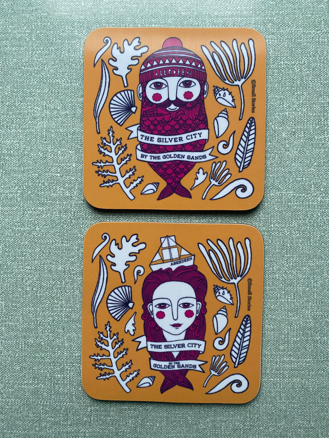 Pack of 4 Fishman & Fishwife coasters