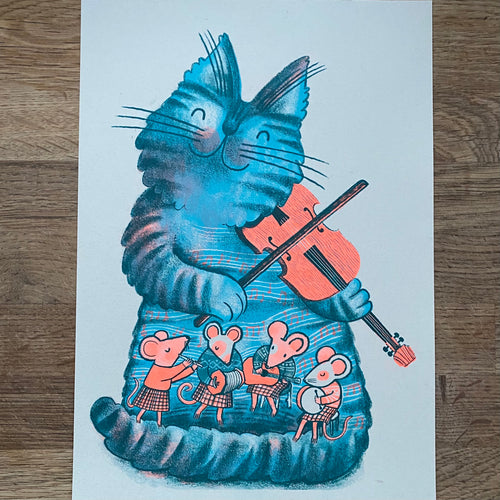 'Ceilidh' Cat riso print