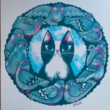 Cat Amongst the Pigeons riso print