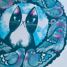 Cat Amongst the Pigeons riso print