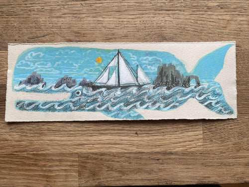 'Douglas - the adventurous whale' original hand painted illustration