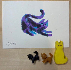 Cat Mini riso print set - A6