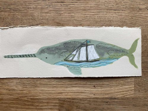'Norris Narwhal' original hand painted illustration