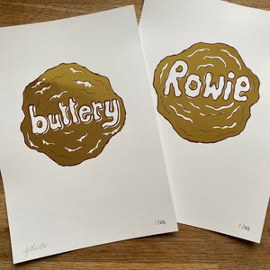 The Golden Rowie foil block print