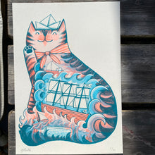 Linton the Ships Cat riso print