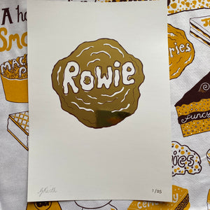 The Golden Rowie foil block print