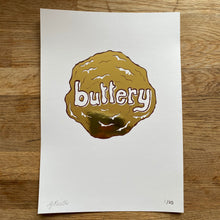 The Golden Buttery foil block print