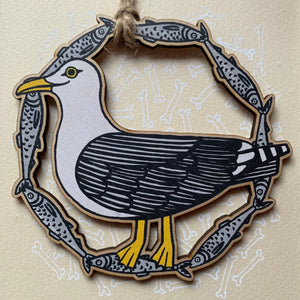 Seagull wooden decoration