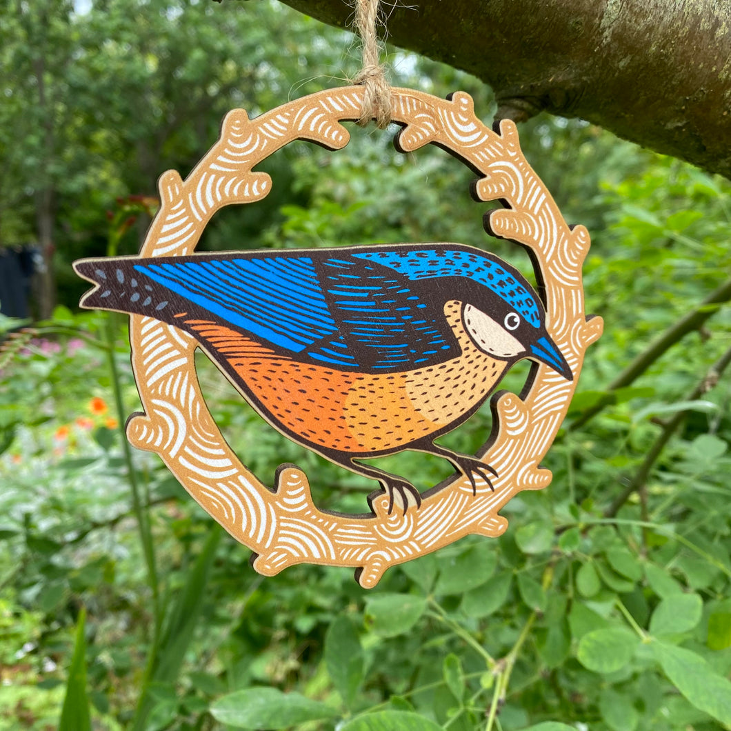 Nuthatch wooden decoration