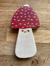 Wooden Mushrooms and leaves  - hand painted wooden wall hanging