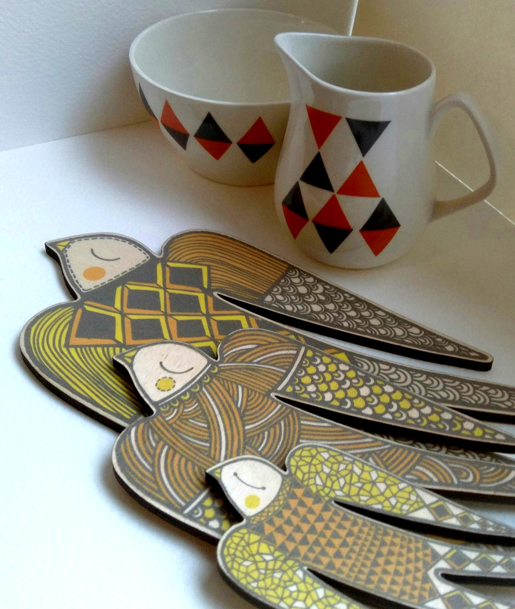 SALE - Wooden 'Abstract' Birds (set of 3)