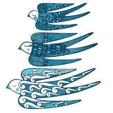 木製「海」鳥 (3 個セット)
