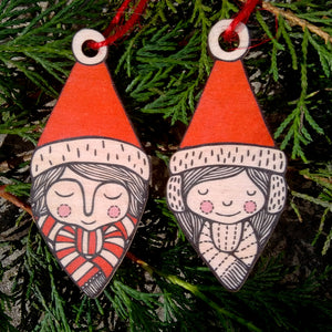SALE - Santa Girl wooden decoration