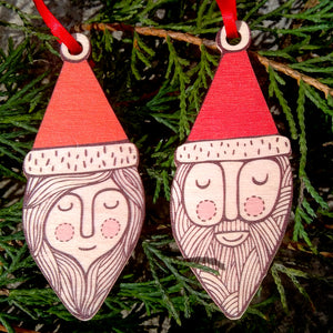 SALE - Mr Santa wooden decoration