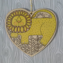 SALE - Lion Heart wooden decoration