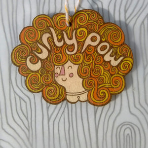 SALE - Curly Pow wooden decoration