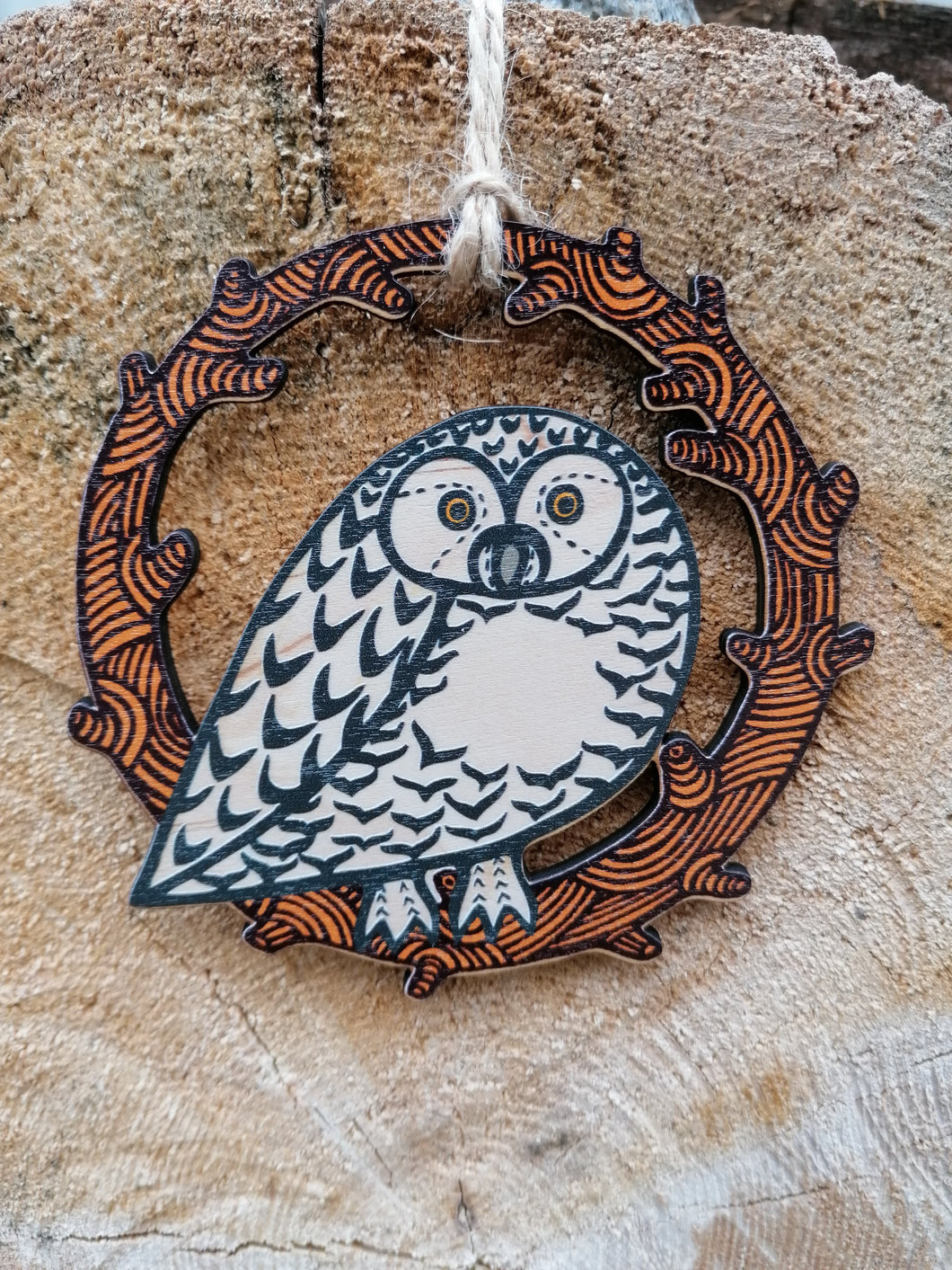 Snowy Owl wooden decoration