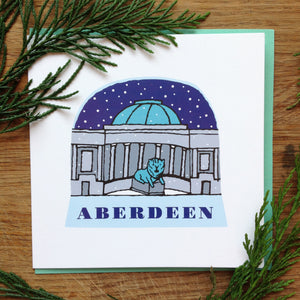 Aberdeen Lion snow globe greetings card