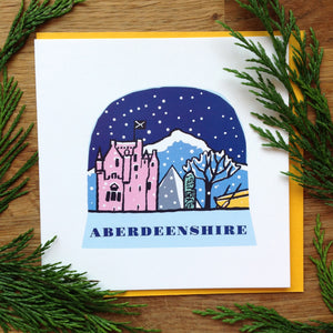 Aberdeenshire snow globe greetings card