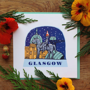 Glasgow snow globe greetings card