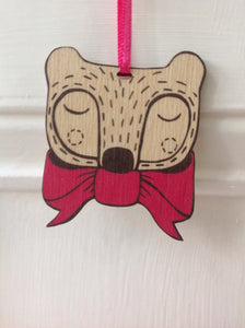 セール - 蝶ネクタイ クマの木製装飾