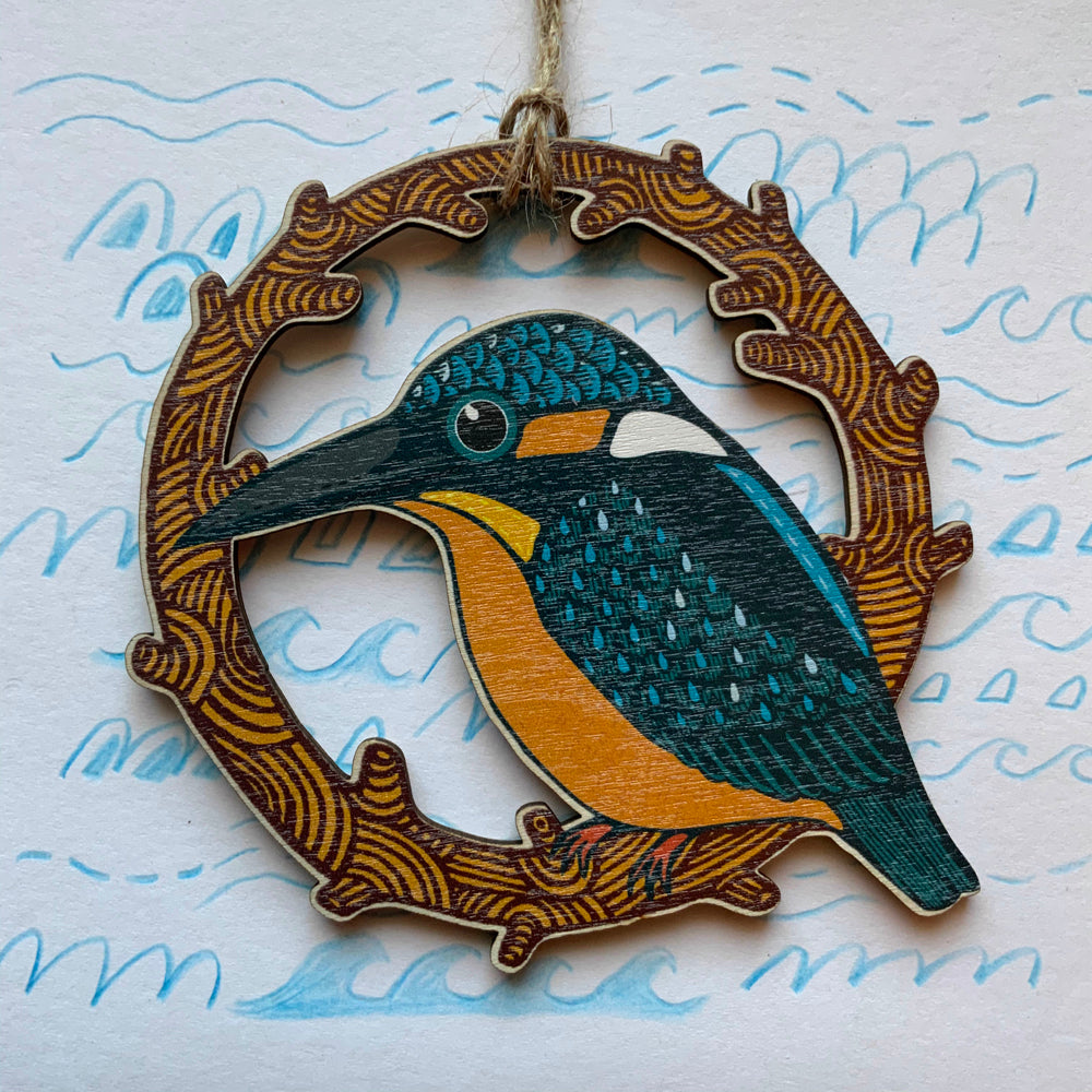 Kingfisher wooden decoration